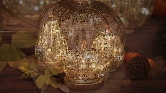 Image of Romingo Mercury Glass Pumpkin Light with Timer for Halloween Pumpkin Decorations Fall and Thanksgiving Decor, Rose Gold, 7.5 inches
