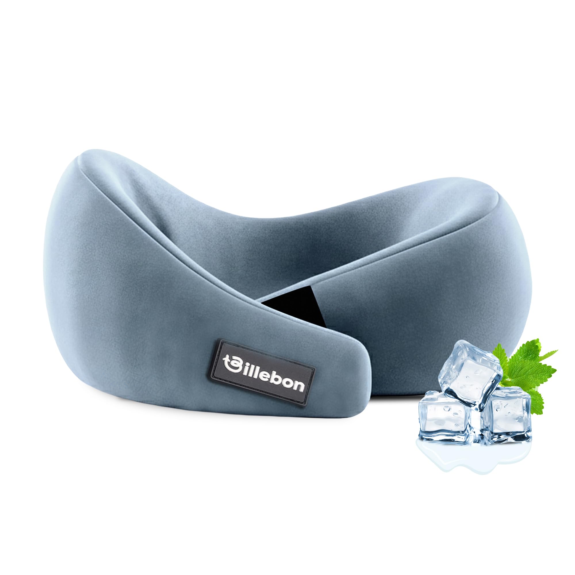 Billebon Memory Foam Neck Pillow, Travel Pillow with Adjustable Velcro Straps, Neck Pillow for Travelling & Flight Travel, Ergonomic Support for Comfort & Pain Relief(Grey with Pouch)-image-10