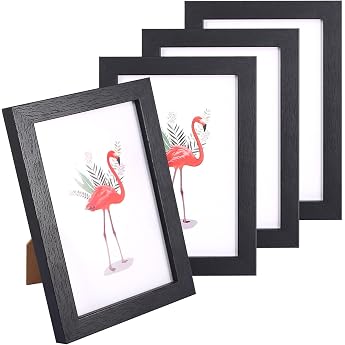 HFDONGL Set of 4 Photo Frames 10 x 15 cm Black Wooden Picture Frame Set for Wall Hangings or Table Decoration