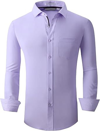 Alex Vando Mens Dress Shirt Wrinkle Free Regular Fit 4-Way Stretch Button Down Shirts