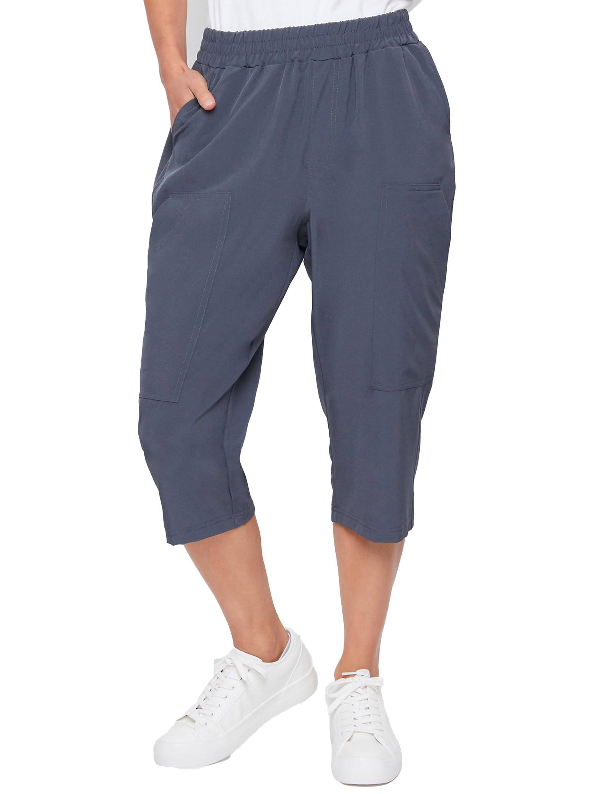 Royalty For Me Womens Women's High Rise Linen Capri Pant with Fray Detail