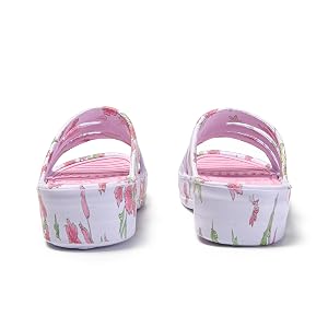 Claquettes Compensées Femme JOMIX - Sandales EVA Imprimé - Pour Maison, Piscine, Plage - Confortables
