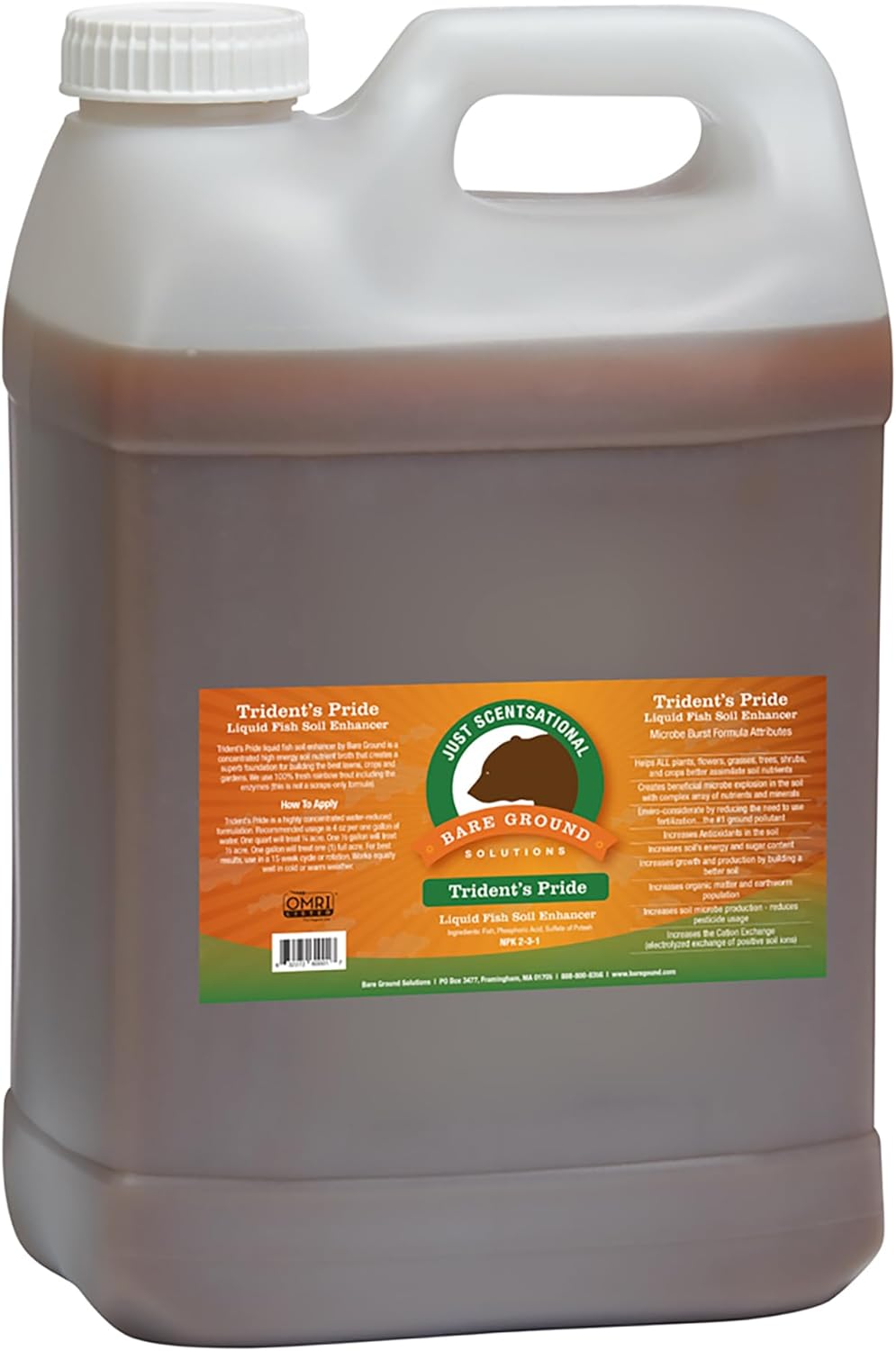 Just Scentsational Bare Ground Solutions TP-128G Trident's Pride Organic Liquid Fish Hydroponic Soil Fertilizer, 128 oz (2 Pack)