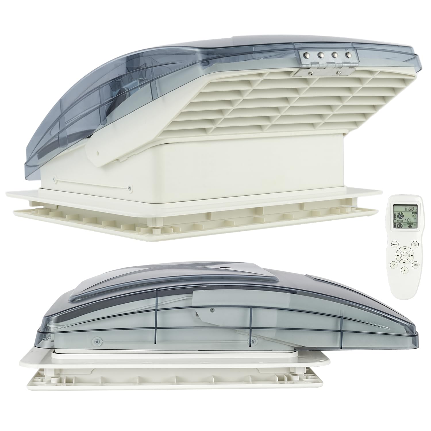 wottnuelront Build-in Rain Shield 40X40cm,Max Vent Air Roof Vent, Automatic Rain Sensor,10-Speeds and Reversible Airflow, Remote control,Campervan Roof Vent Fan