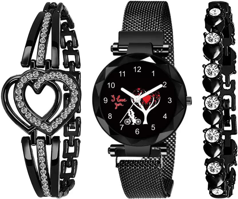 RUSTET Love Bird Couple Designer Print Magnet Chain Strap MG126 Watch for Girl Analog Watches for Womens & Girls (WHT-HRT) (B0C4V4J4BV) Amazon Price History, Amazon Price Tracker