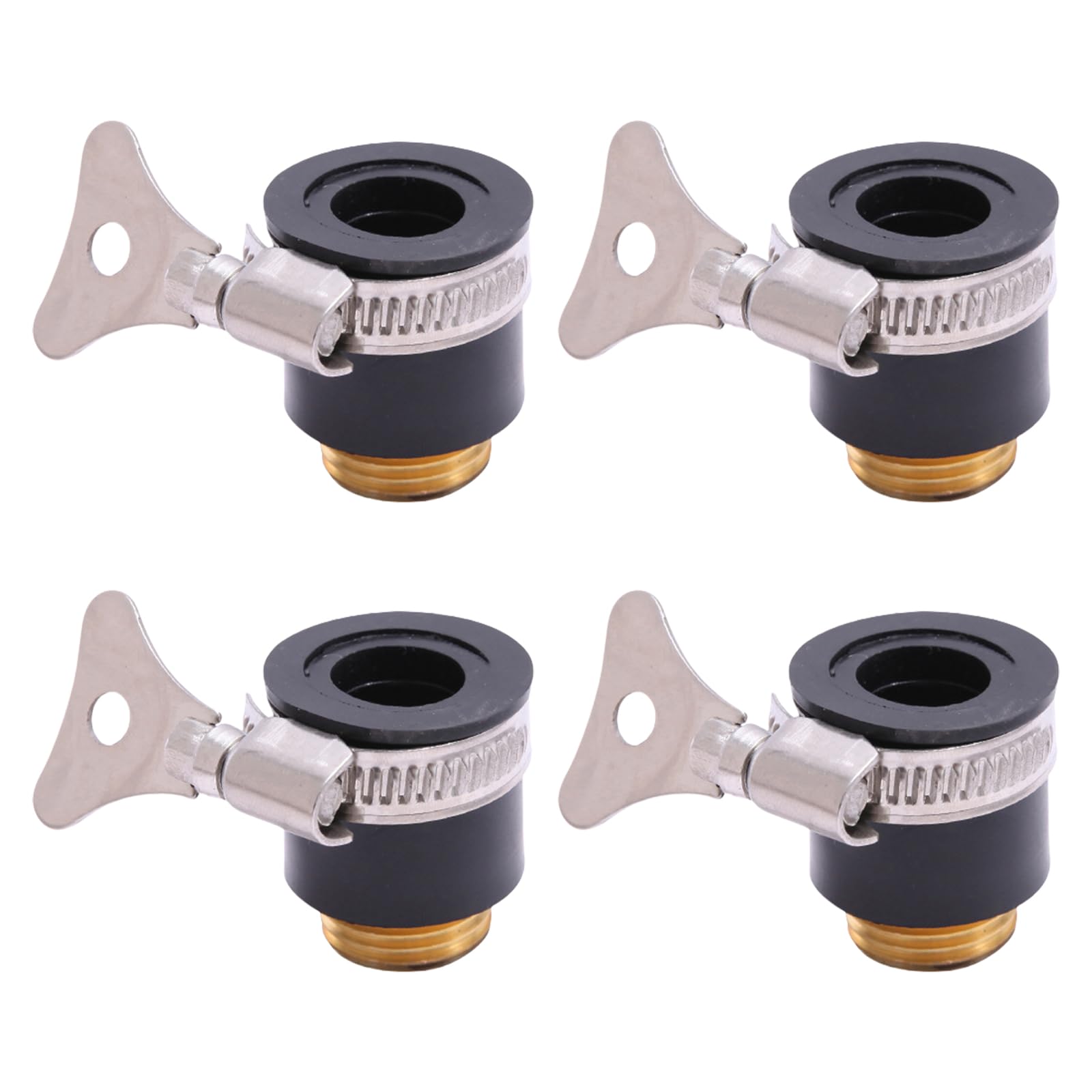 Conector de grifo de latón de 1/4 pulgadas, paquete de 4 accesorios roscados para riego de jardín, adaptador de manguera fácil de instalar con clips para lavadoras a presión y uso en exteriores