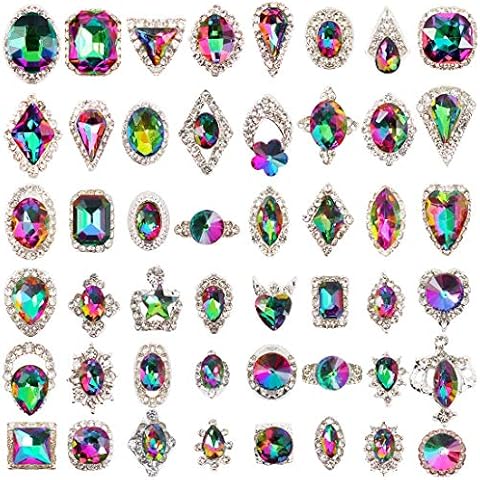 48pcs Colourful AB Iridescent Nail Charms Cover