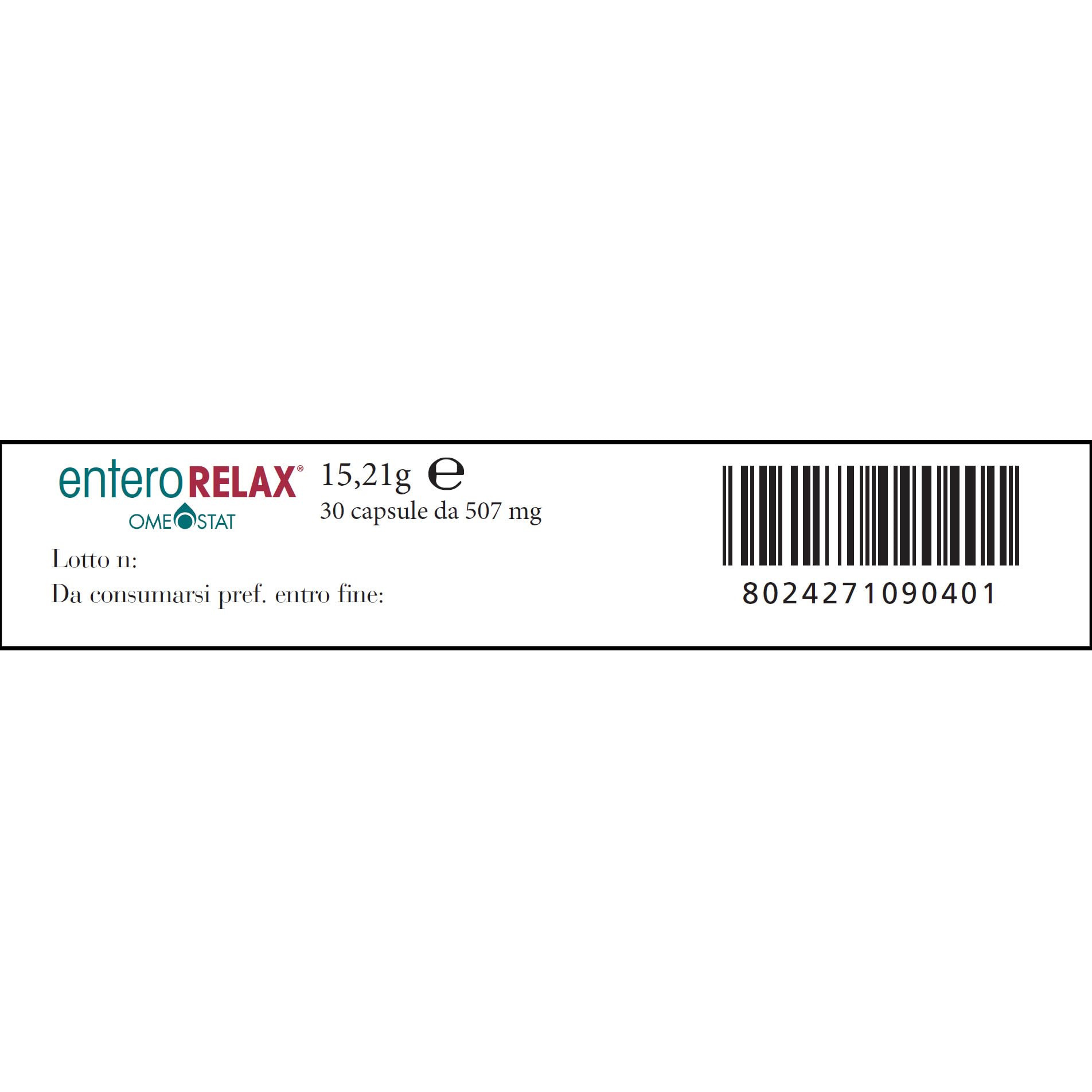 Fitomedical - Enterorelax® Omeostat®, Integratore Naturale con Zenzero, Camomilla e Finocchio per il Benessere Gastrointestinale, Senza Glutine - 30 Capsule