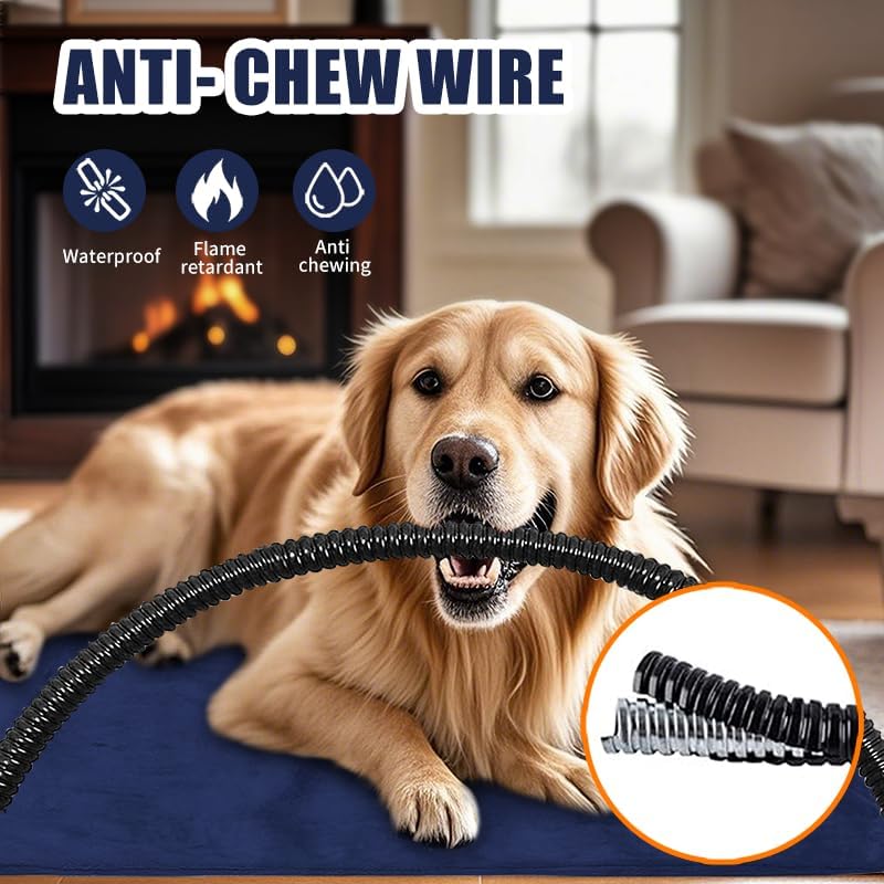 Miniatura 3 de Almohadilla térmica para mascotas con cable resistente a los masticables, impermeable, para interiores, con temperatura constante y funda lavable a