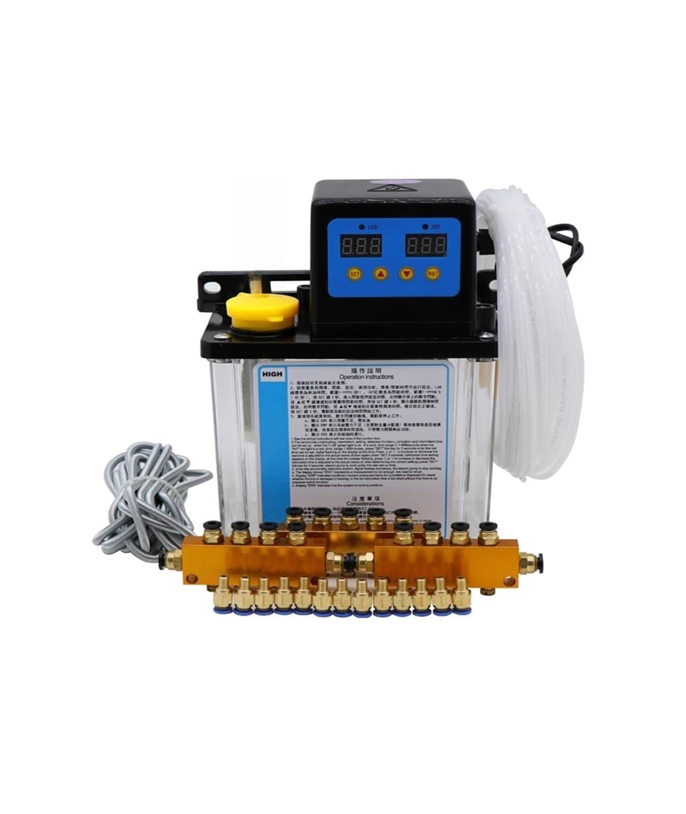 Máquina de rellenar líquida, Kit de bomba lubricación CNC 1L/2L, AC220V, electromagnética automática 4mm/6mm con salida aceite for máquinas herramienta(110,2L kit no Gauge 4mm)