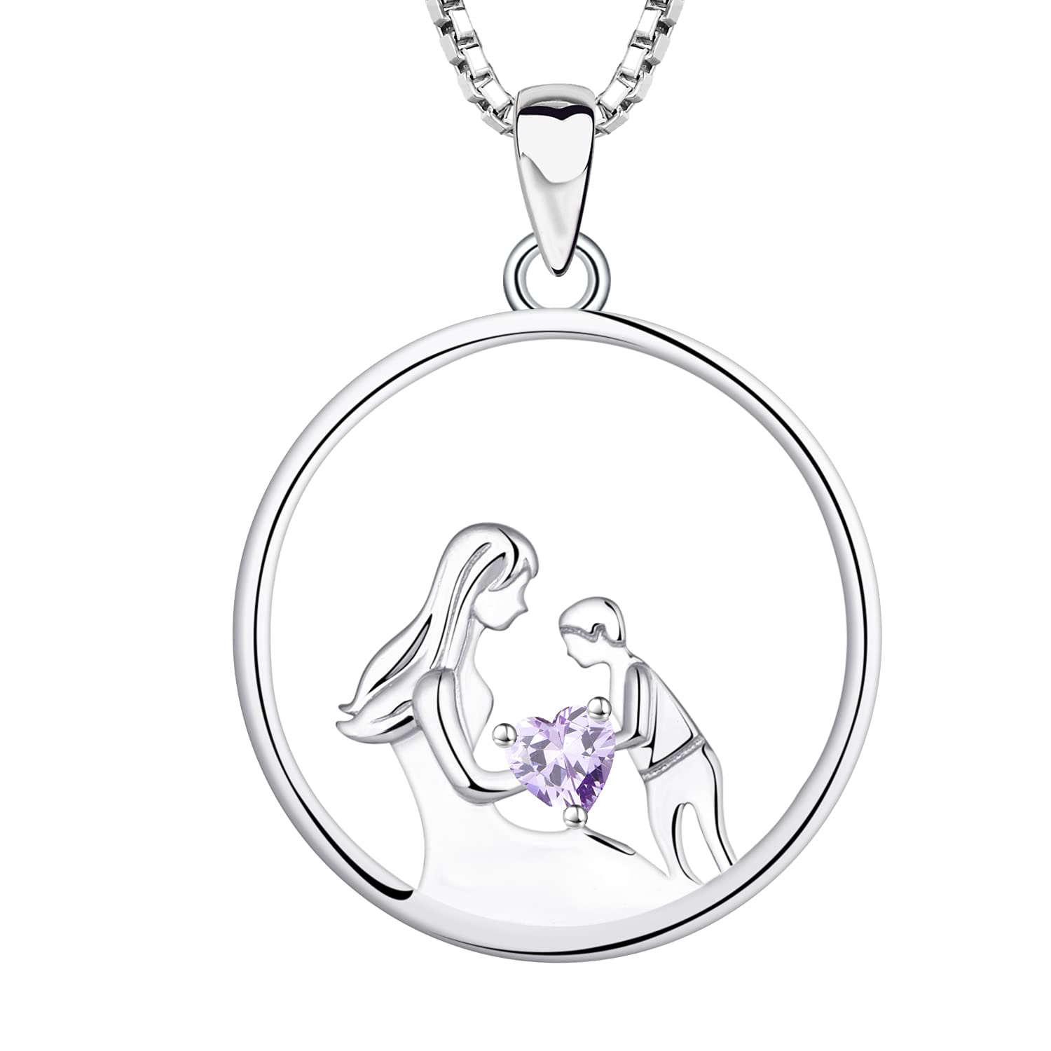 YL Collar Madre e Hijo Plata de Ley 925 Collar con Colgante de Circonita Regalos para Mujeres Mamás, 45-48 CM