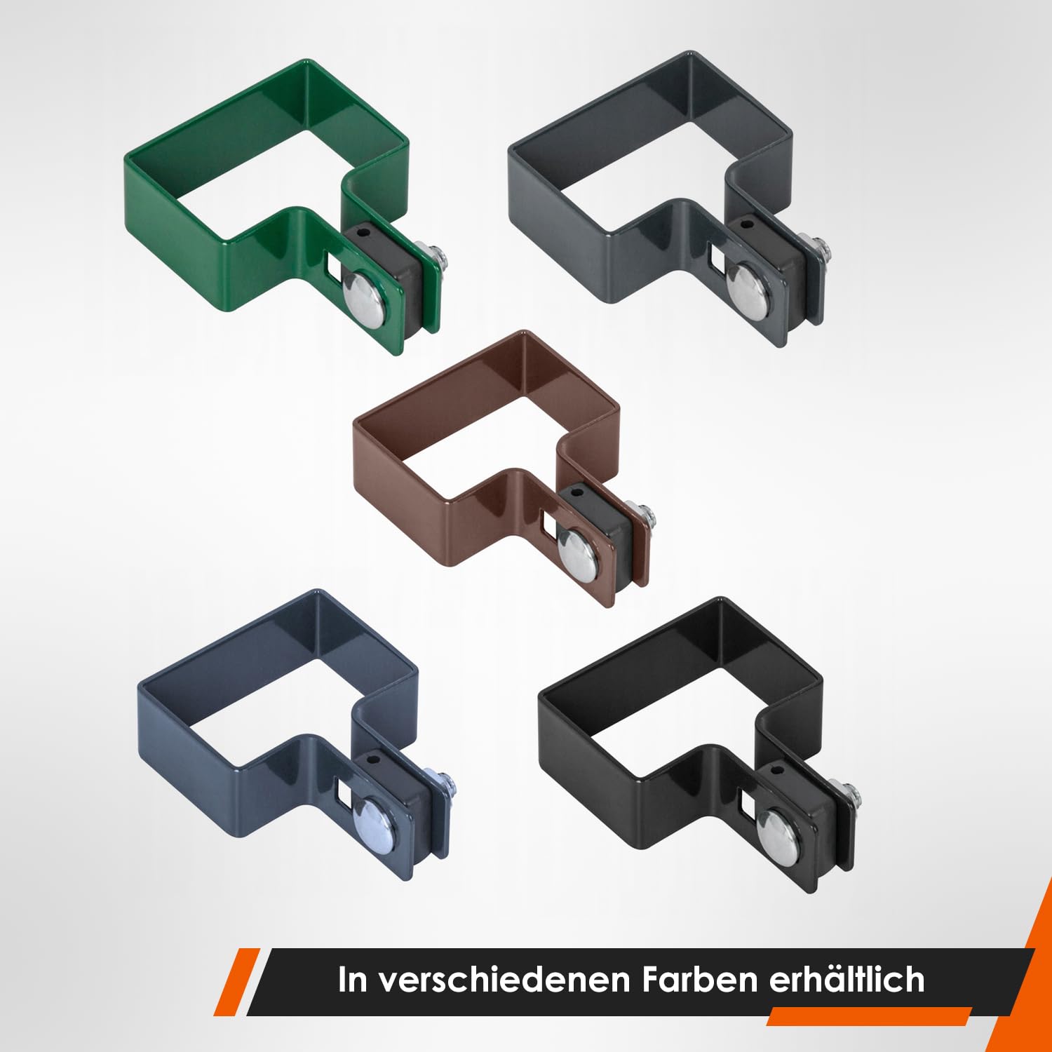 Doppelstabmattenzaun Befestigung - 7x9x3 cm - Pfostenhalter Zaunpfostenhalter Zaunpfostenbefestigung - Graphit 50 Stück