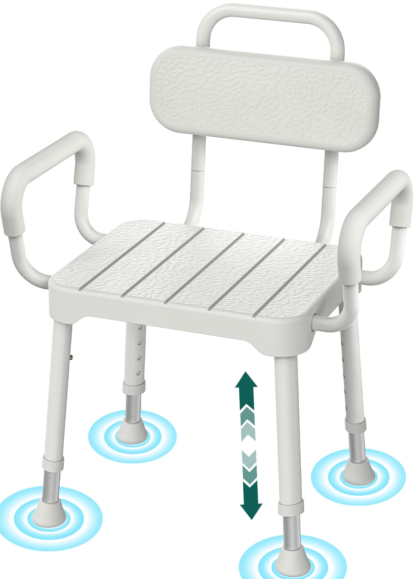 Sedia per Doccia Anziani 4-in-1 con Braccioli, fino a 158 kg
