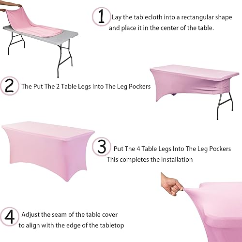 Miniatura 5 de Indoor-Beauty Mantel de elastano de 6 pies, mesa rectangular ajustable, mantel elástico universal para mesa de patio para bodas, banquetes, fiestas