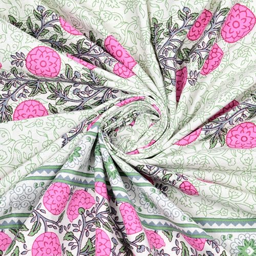 Image of RajasthaniKart Pure Cotton 240 TC Printed Double /King Bed Elastic Fitted Bedsheet with 2 Pillow Covers - All Around Elastic | 72 inchx78 inch, Fits Up to 8 inch Mattress | Pink Booty