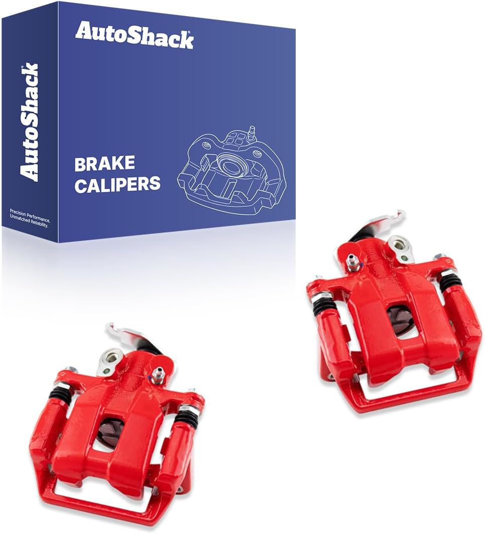 AutoShack Rear Brake Calipers Red Powder-Coated Left & Right Replacement for 2008-2012 Honda Accord 2009-2014 Acura TSX 2-PC Set
