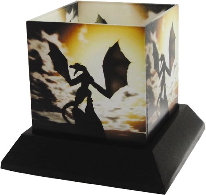 Pacific Giftware PTC 5 Inch Wyvern's Wake Silhouettes Square Candle Holder, Yellow