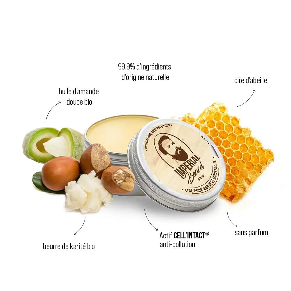 IMPERIAL BEARD - Kit Barbe Homme - 1 Peigne + 1 Shampooing Volume + 3 Soins - Cadeau Homme - Fabrication Française