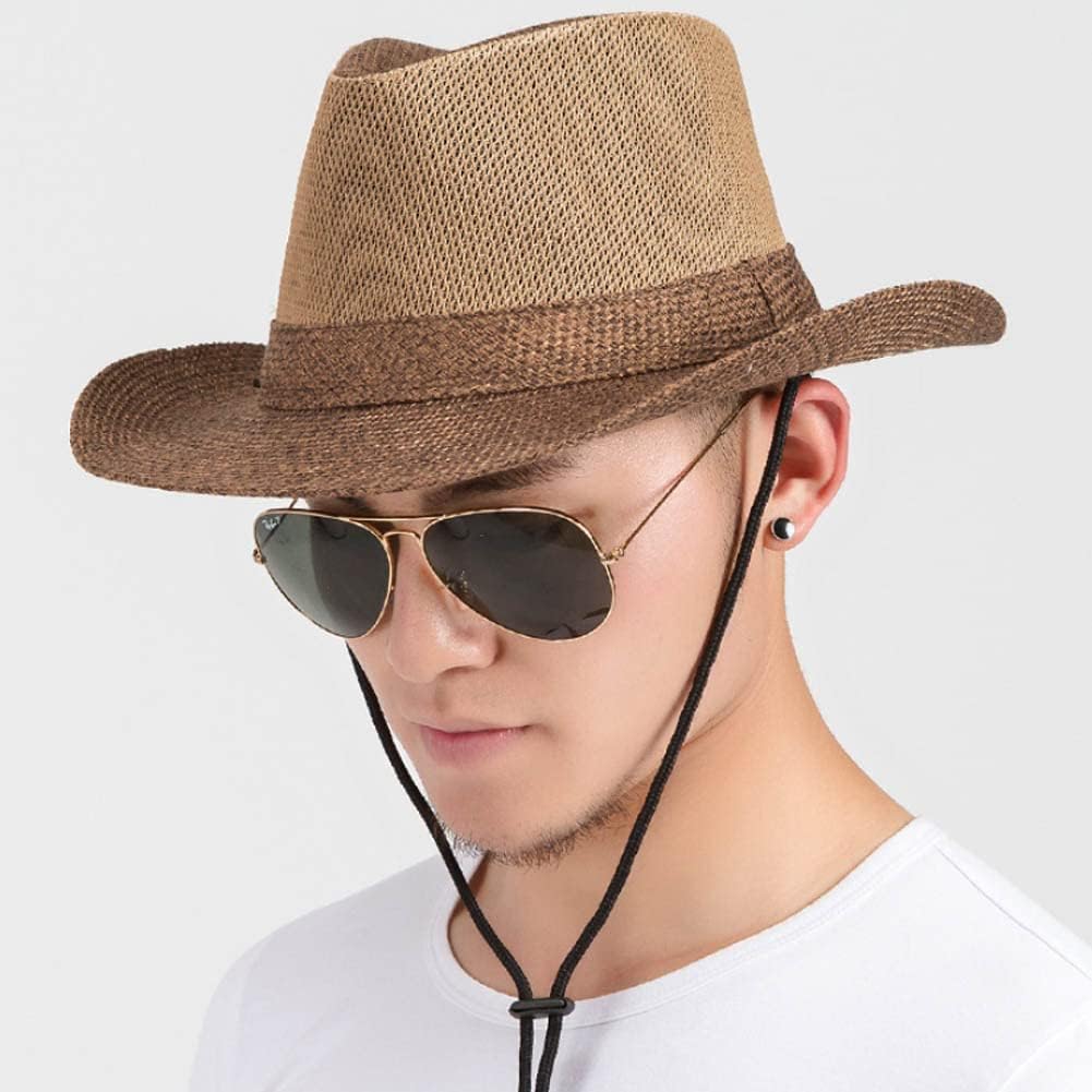 Wide Brim Straw Panama Hat Fedora Beach Sun Hat UPF50+ Unisex Fishing Hats - Image 5