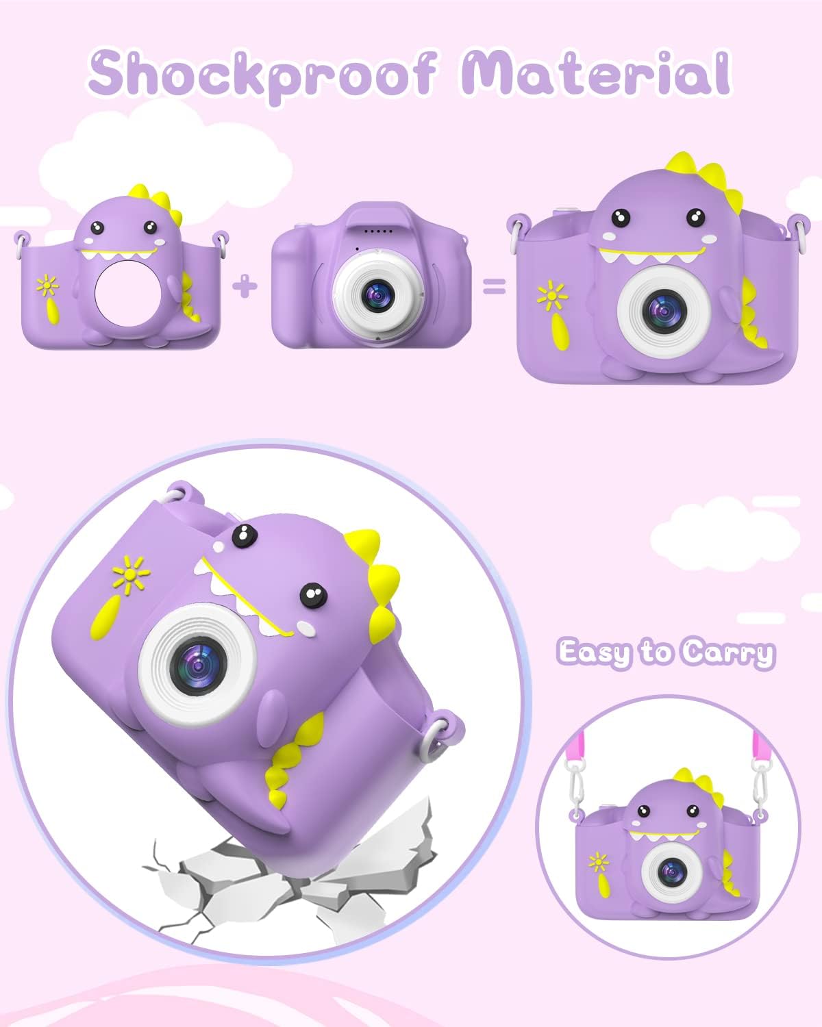 Gofunly Macchina Fotografica Bambini, 2.0 Pollici Schermo HD da 1080P Selfie Fotocamera Digitale per Bambina Videocamera Regalo per Ragazze & Ragazzi 3-12 Anni, Scheda 32GB Inclusa, Regali Giocattolo