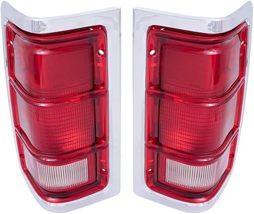 Brock - Juego de luces traseras de repuesto para conductor y pasajero, borde rojo con carcasa cromada, compatible con cargador de camioneta