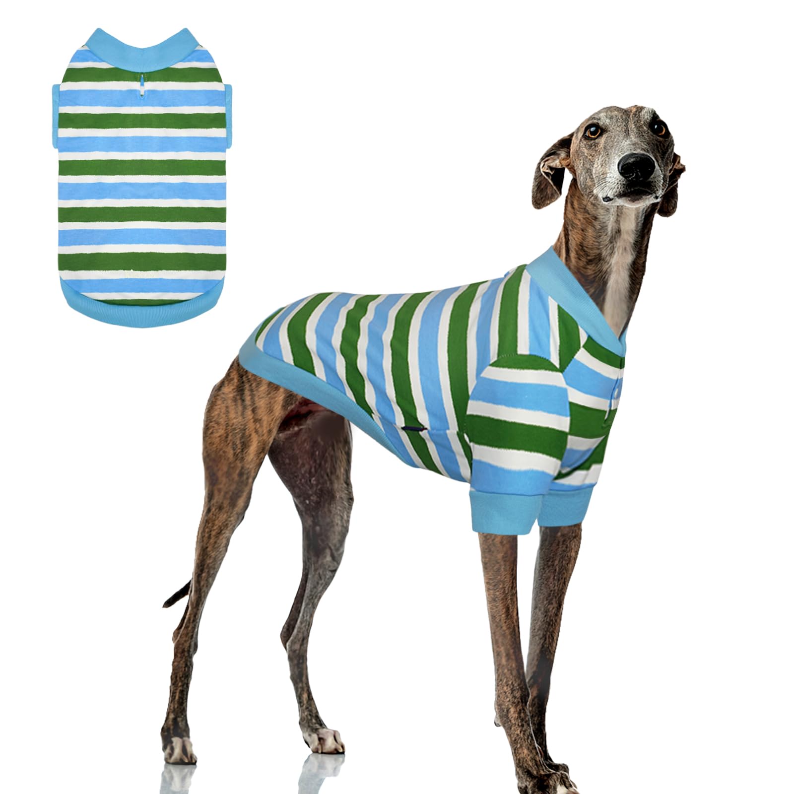 Kickred Dog Sweatshirt, Striped Soft Pet Hoodie with Leash Hole, Round Neck Comfortable Sweatshirt, Spring Fall Warm Clothes for Medium Large Dogs Boy Girl Bright Color