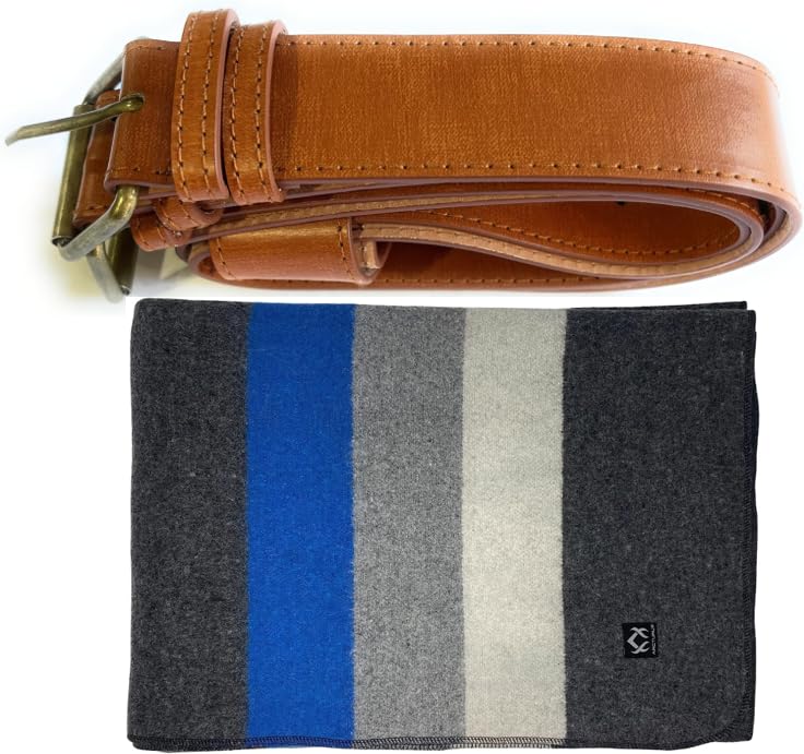 Arcturus White Blue Gray Wool Blanket and Carry Straps Bundle