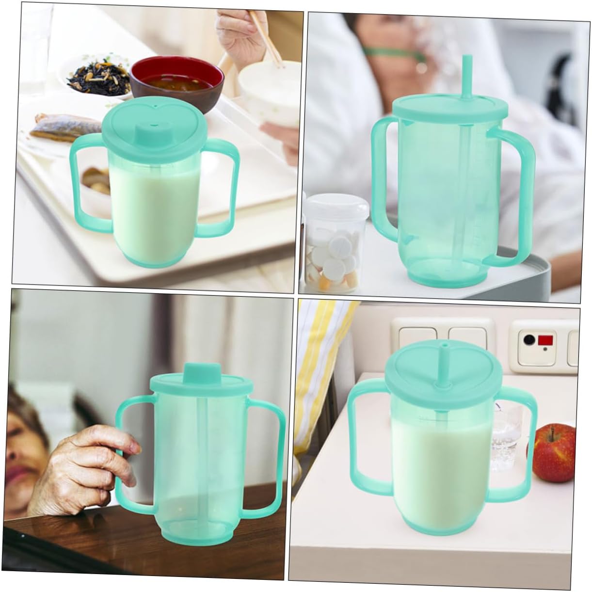 VICASKY 2pcs Elderly Care Spill Sippy Cups for Disabled Adults with Ergonomic Grip Reusable Liquid Feeding Cups for Bedridden Patients and Maternity Use Choke Design for Medication and