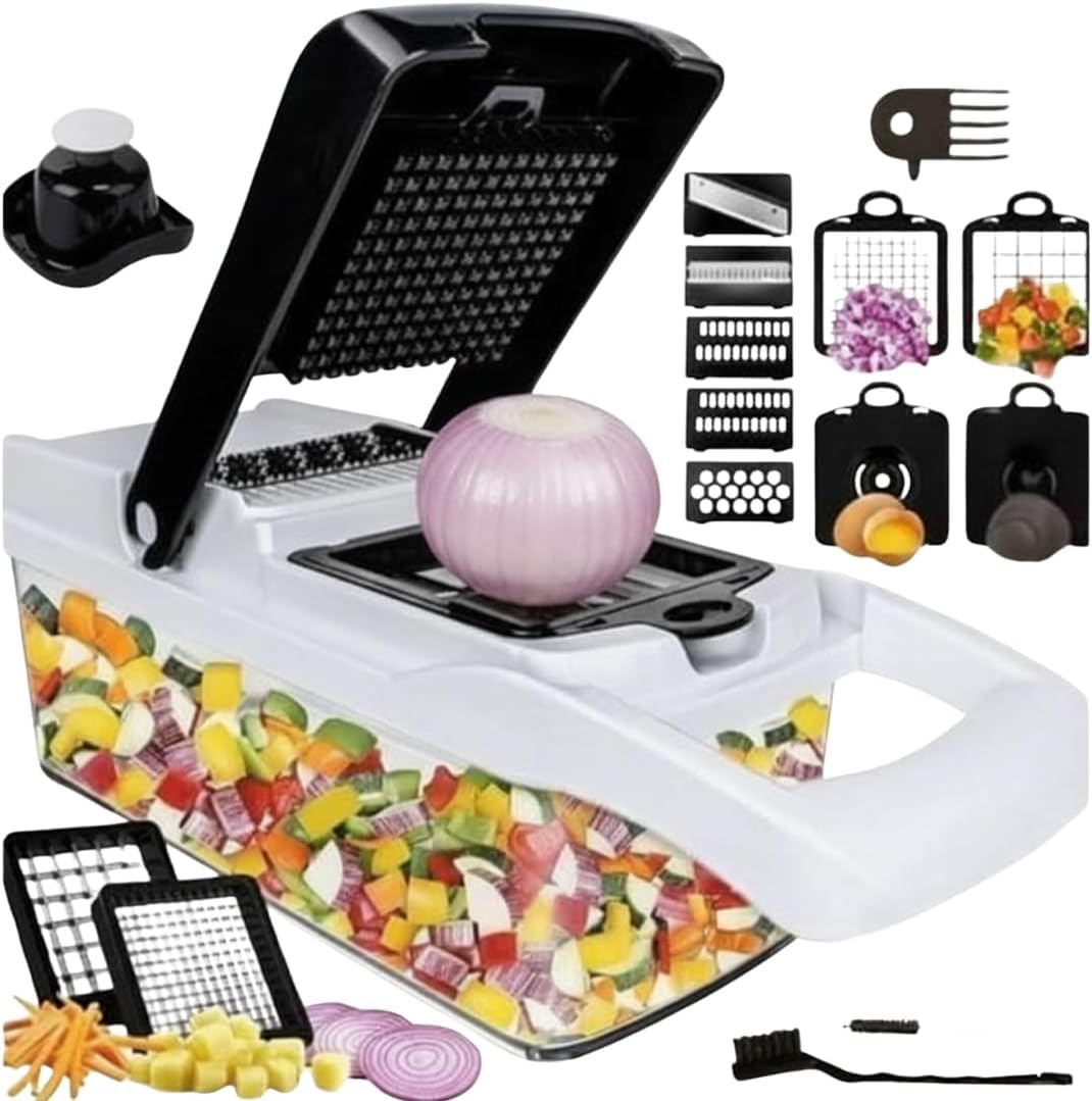 Vegetable Chopper, Vegetable Chopping, 18-in-1 Deluxe Vegetable Chopper Kitchen Gifts | Onion Chopper & Dicer | Peeler, Spiralizer, Lemon Squeezer, Egg Slicer & Seperator — image 1