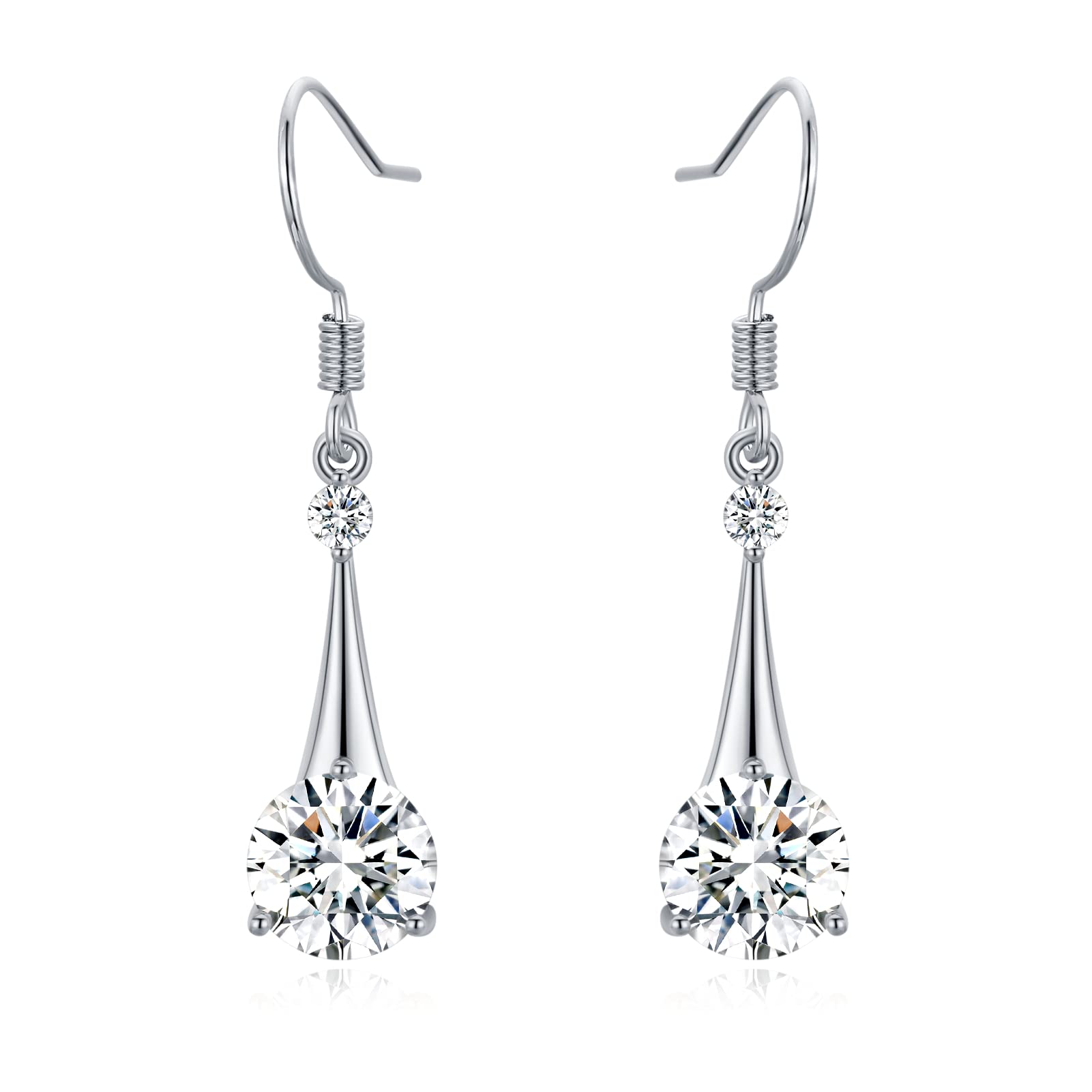 SBLING Cubic Zirconia Teardrop Earrings, Diamond Drop Earrings, Wedding Earrings for Brides Bridesmaids, Bridal Dangle Earrings, Crystal Drop earrings for Women Jewelry Gifts