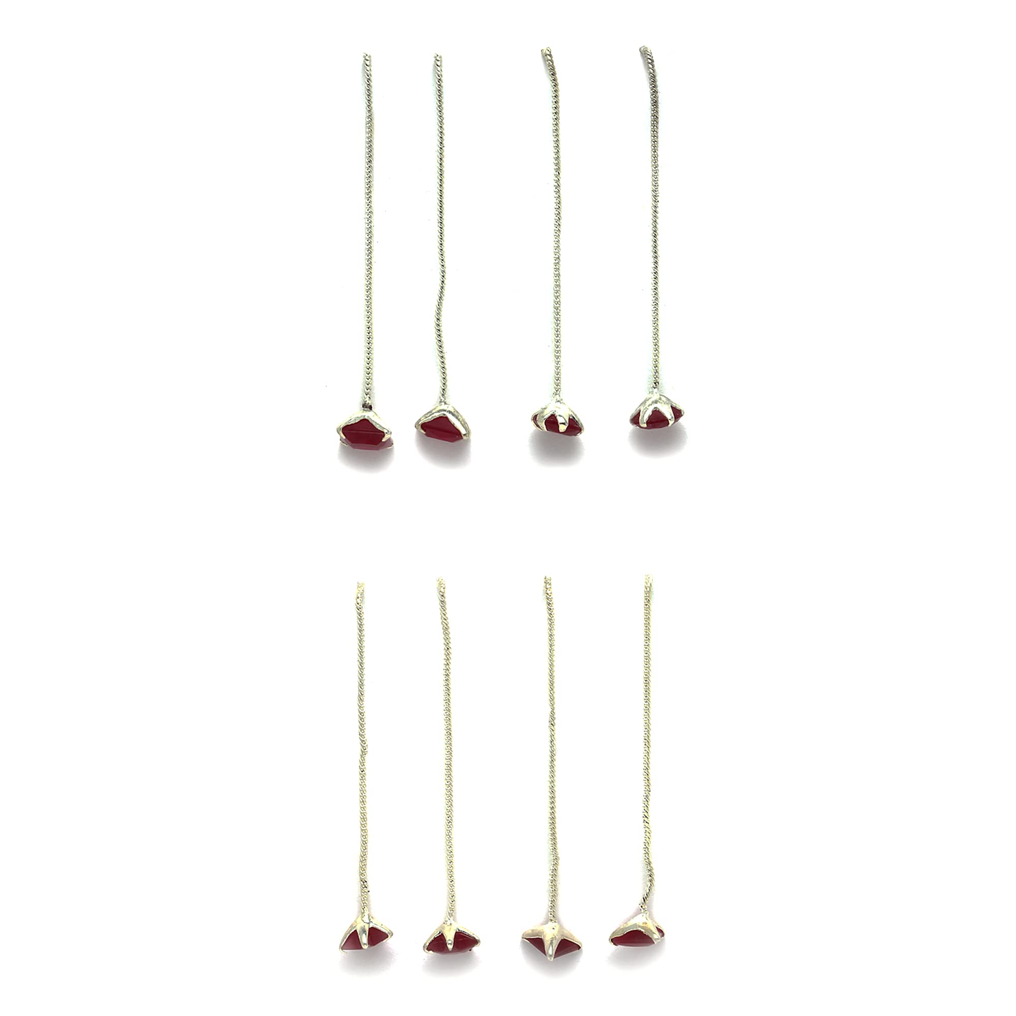 Rhodium-Plated Silver Toned American Diamond Needle Drop Earrings