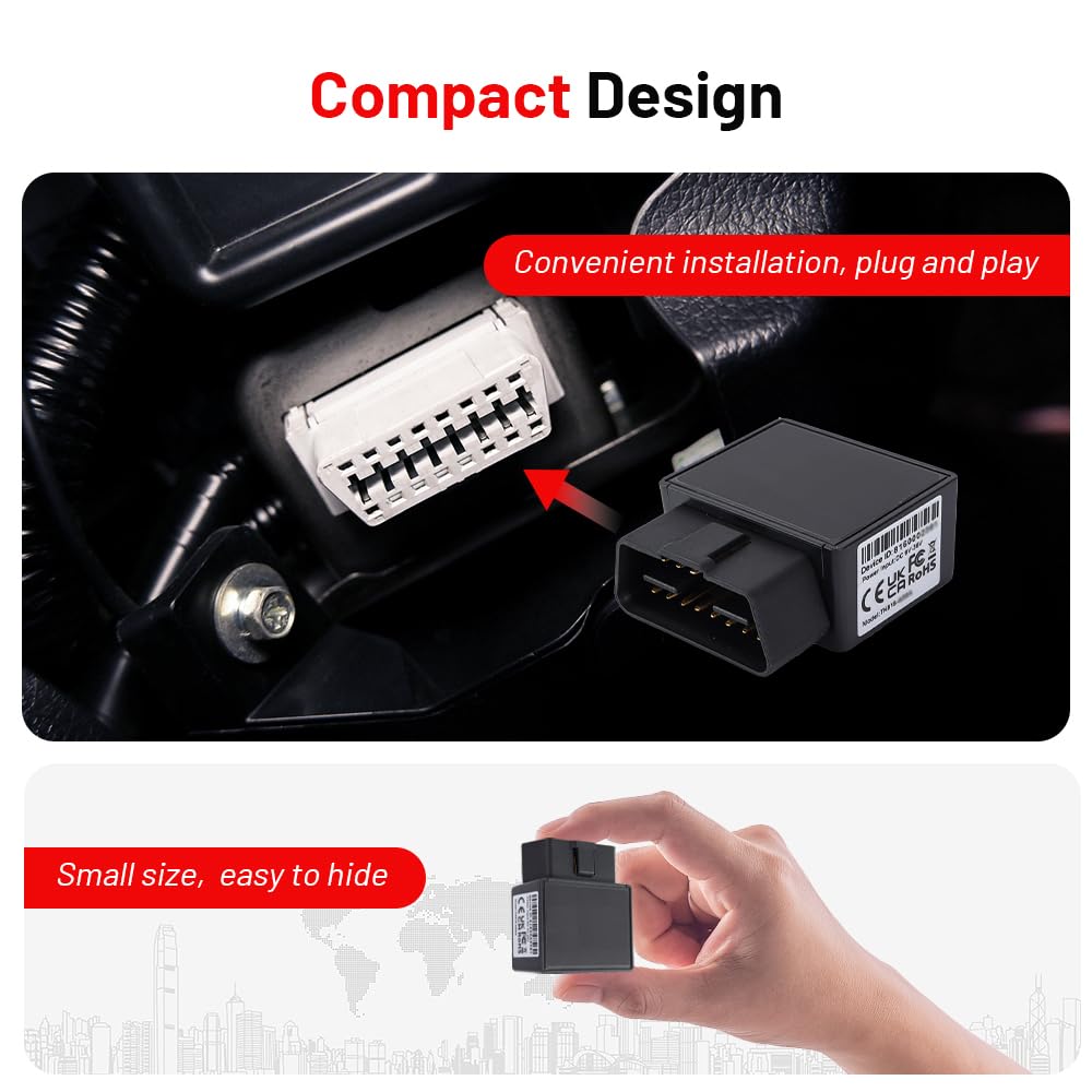 TKMARS GPS Tracker 4G OBD2 Stecker für Auto, Fahrzeuge, LKW, Diebstahlschutz Online weltweit mehrere Alarmmodi Echtzeit-Tracking mit kostenloser App ohne ABO