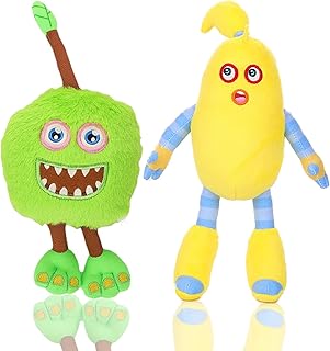 2pc Monsters Plush Wubbox & Furcorn,Cute Banana Plush Toys From Music Monster,Green Furcorn Plushies Singing Stuffed Animal Doll For Kids Birthday Gift Home Decorations