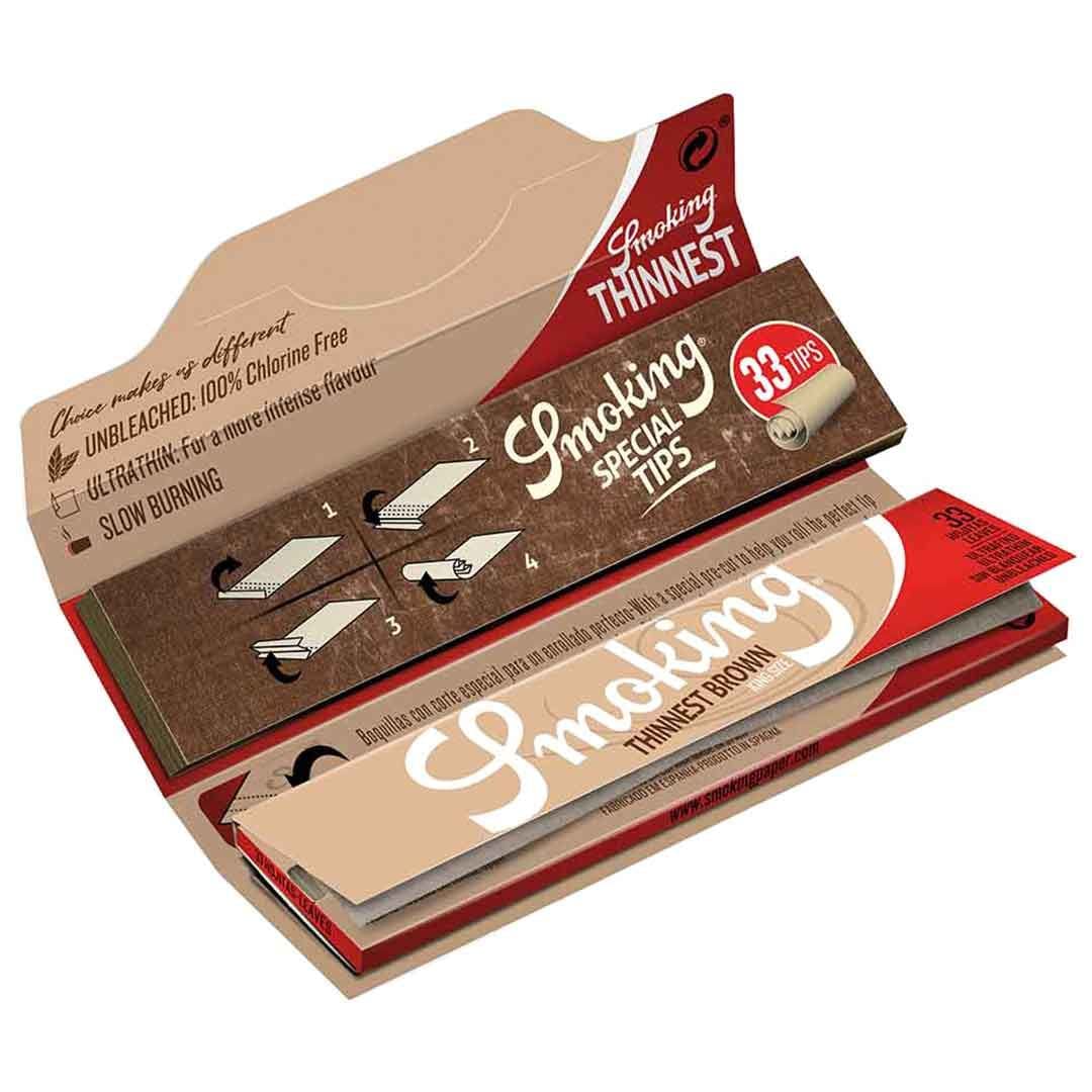 chlorine free cigarette papers Amazon.com: Smoking Brand Thinnest Brown Unbleached King Size (110mm) Cigarette  Rolling Paper with Tips