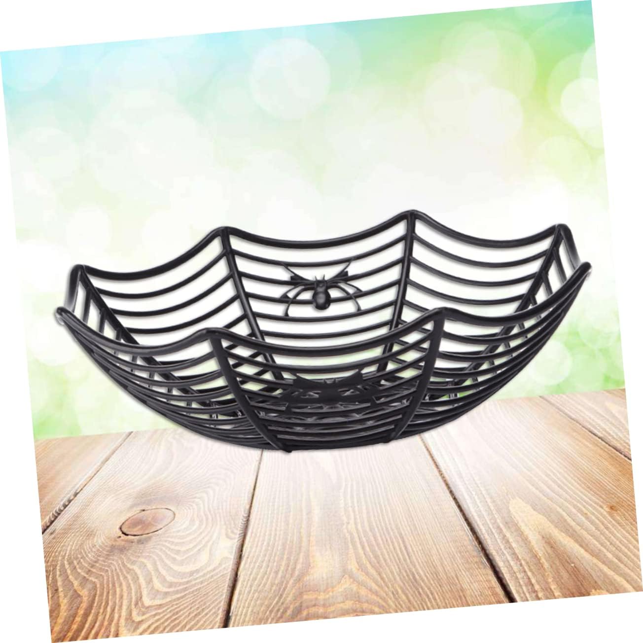 Ciieeo 3Pcs Halloween Candy Bowl Set Spooky Spider Web Basket Fruit Plate Plastic Candy Server Party Decoration 10.6 Inch Black