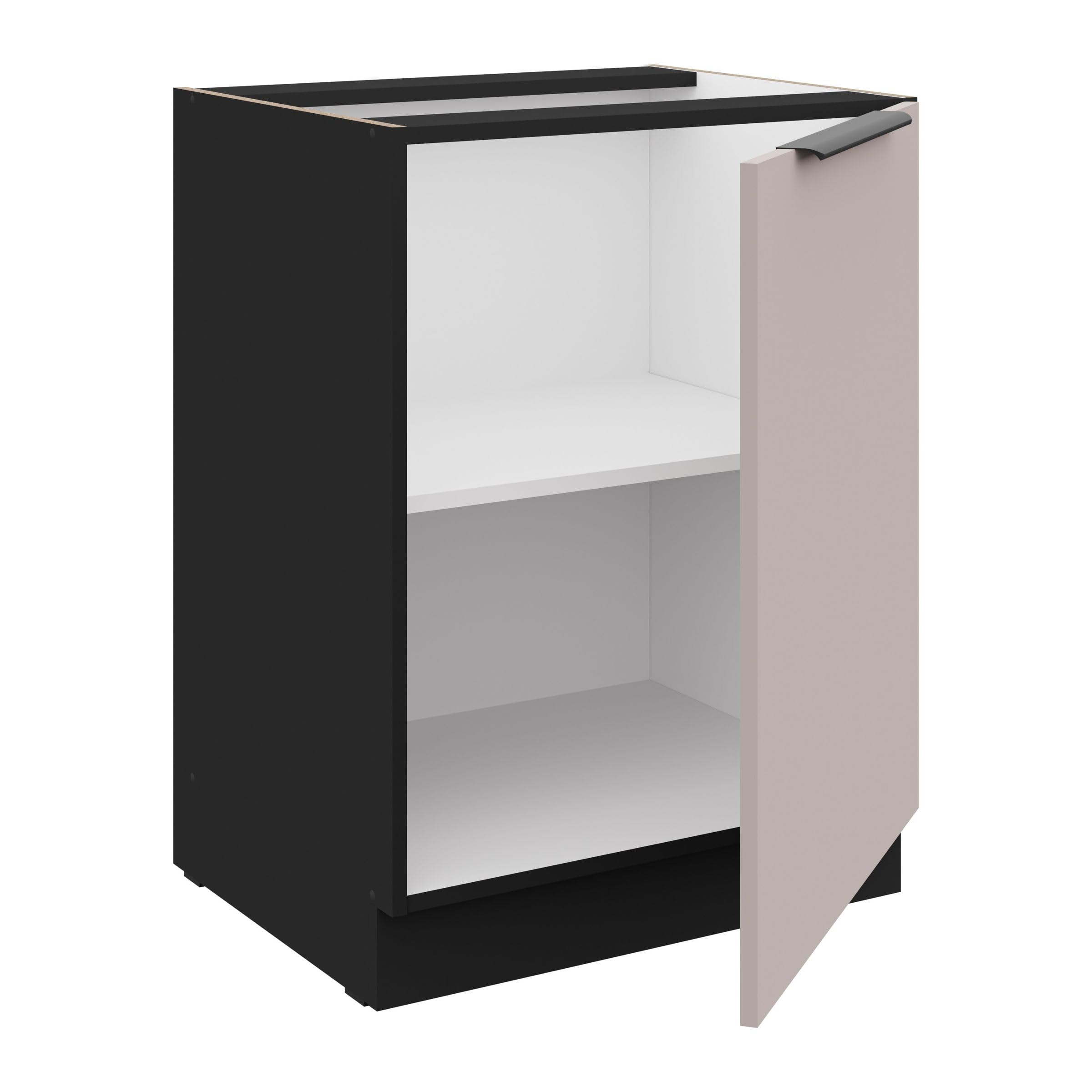 Kuechen-preisbombe Küchen Unterschrank 60 cm Küche Arona Kaschmir beige matt + Schwarz matt Küchenzeile Küchenblock Küche Einbauküche