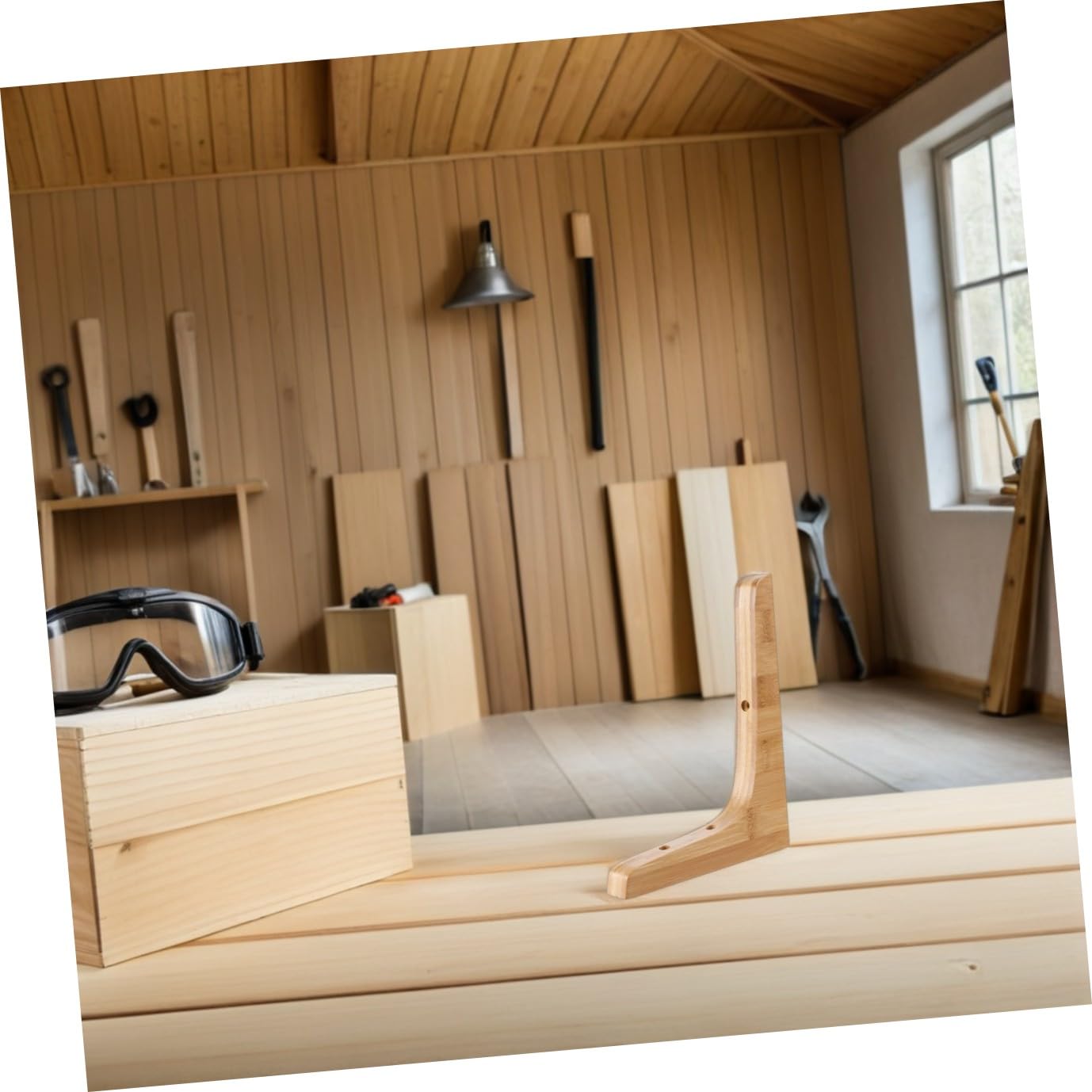 Anneome Supporti per Mensole in Legno Massello Triangolari 2 Pezzi, Staffe Robuste per Carichi Pesanti, per Soggiorni e Uffici Design Elegante e Versatile