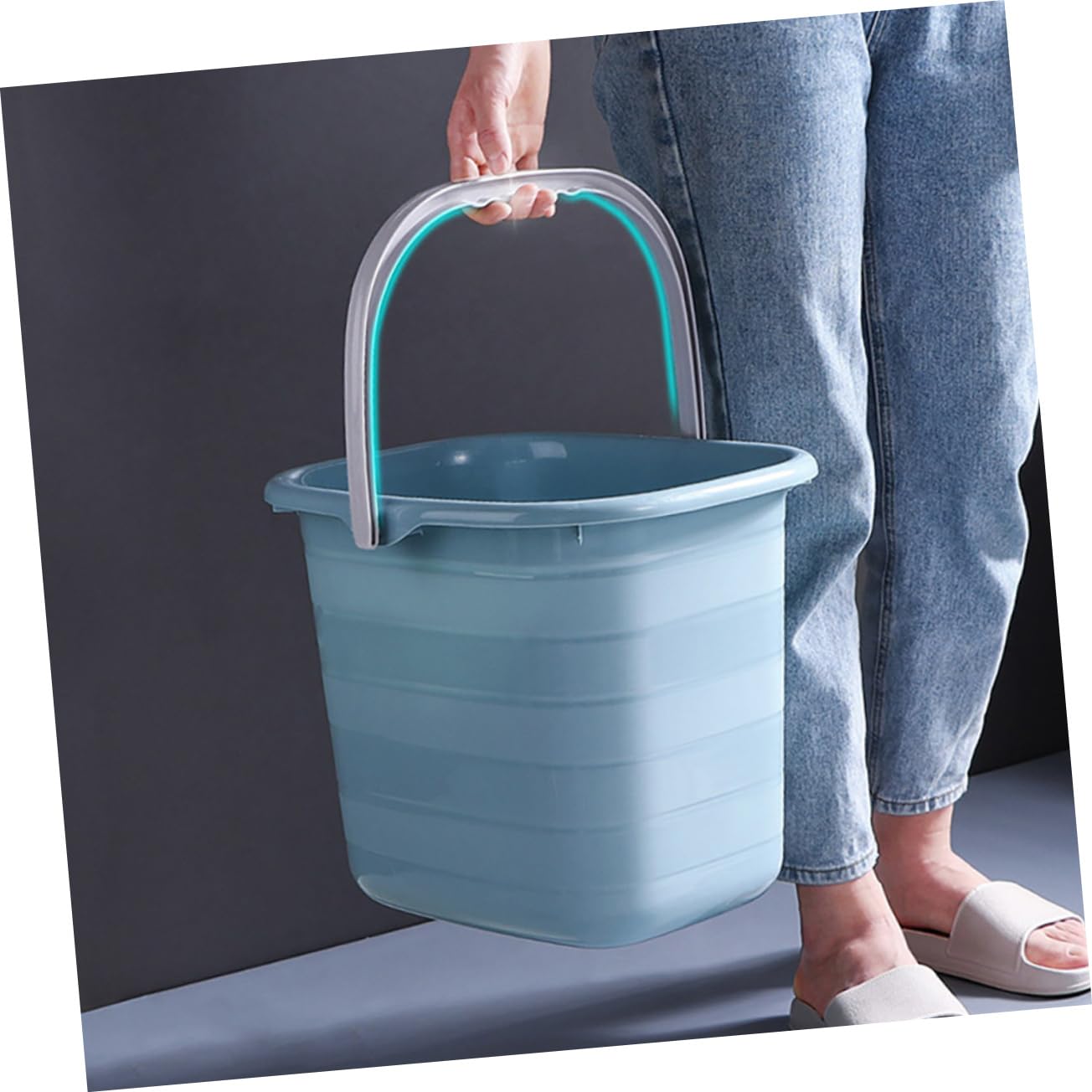 SHERCHPRY Secchio Robusto e Portatile in Plastica Rettangolare Manico per Giardinaggio e Uso Domestico per Acqua e Pulizie in Casa o Hotel