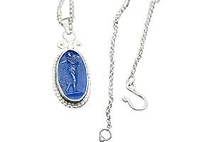 Ancient Greek Goddess Aphrodite Intaglio Turquoise Glass Necklace