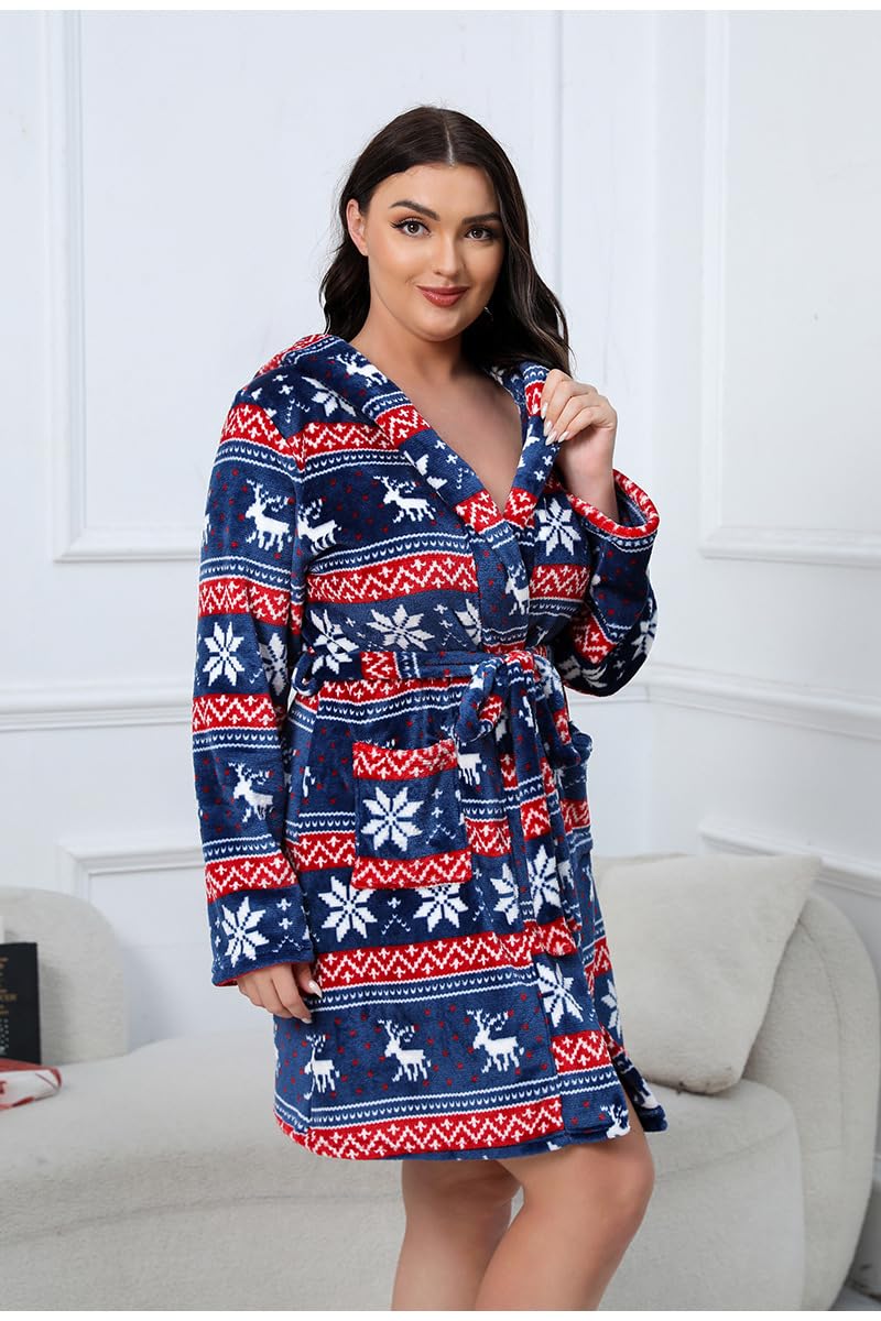 Albornoz de franela de doble cara con capucha, talla extragrande, para descansar, talla XL