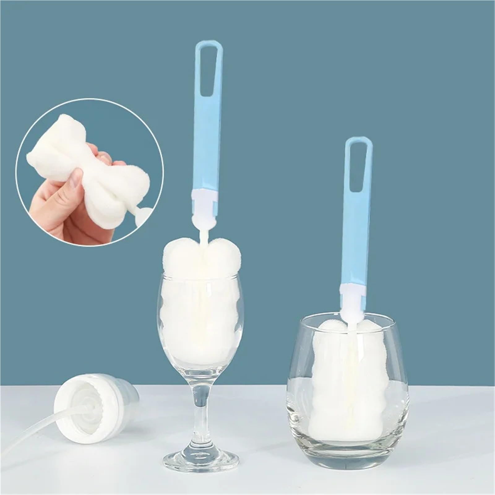 Goupillon Bouteille Brosse à éponge Douce à Long Manche, Brosse for Bouteille de Boisson, Verre de vin, Tasse en Verre, Outil de Nettoyage sans impasse pour la Cuisine(10PCS)