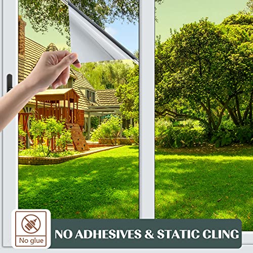 Window Privacy Film One Way Daytime Mirror Tint Treatments UV Heat Control Vinyl Stickers Sun Block Glass Paper Door Covering Reflective,Gold Silver,17.5 Inch x 15.7 Feet