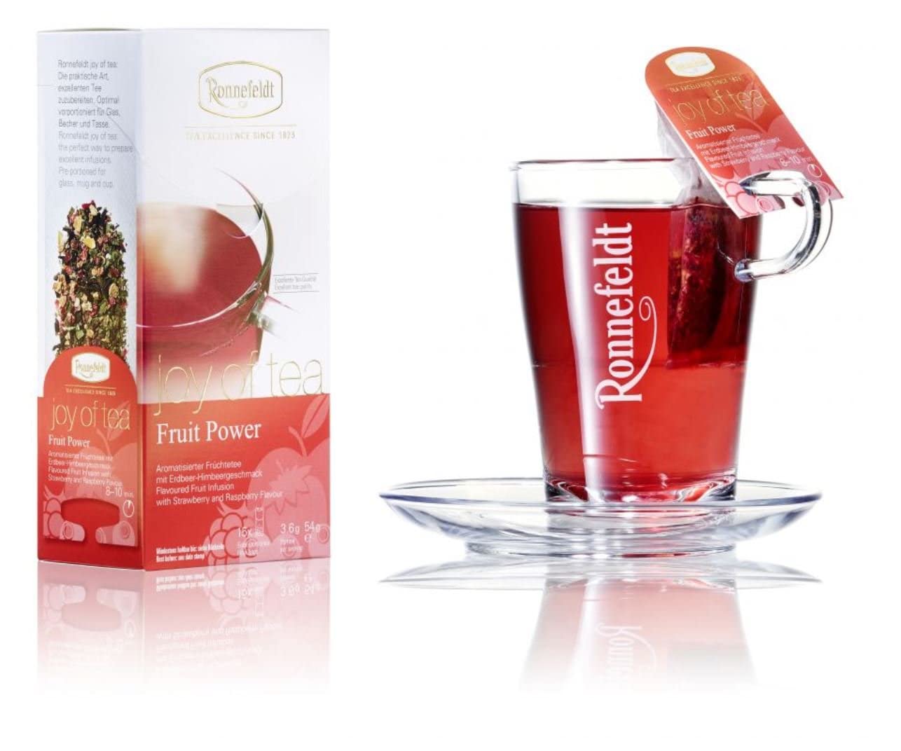 Ronnefeldt Fruit Power 'Joy of Tea' herbata owocowa o smaku truskawkowo-malinowym, 15 torebek herbaty, 54 g, ilość: 6 sztuk