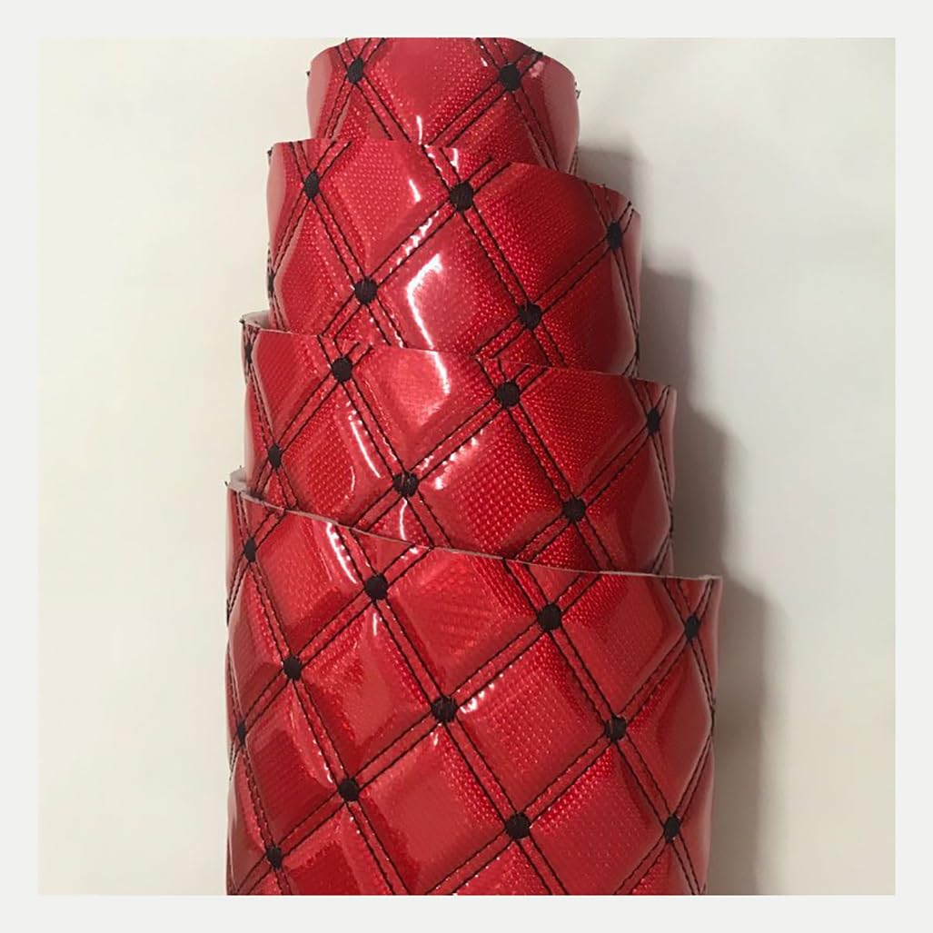Simili cuir matelassé rouge souple idéal pour décorations de salon et patchwork