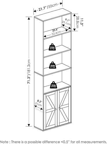 Miniatura 9 de Furinno Jaya Simply Home Librería abierta de 6 niveles, roble francés