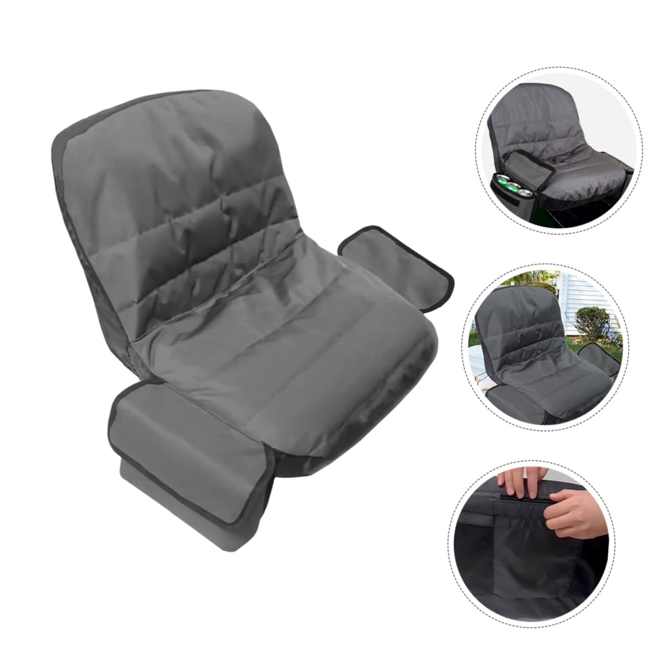 Funda para Asiento de Tractor con Bolsa de Almacenamiento Cubierta Protectora para Cortacésped y Tractor sin Brazos Resistente al Sol y Fácil de Instalar