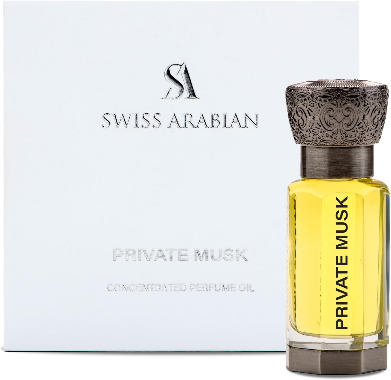 Swiss Arabian Private Musk Concentrated Perfume Oil, 12ml, Premium Quality Perfume Oil, Unisex Fragrance, Oriental, Gourmand, Musk, Luxurious Blend Perfume for Women and Men