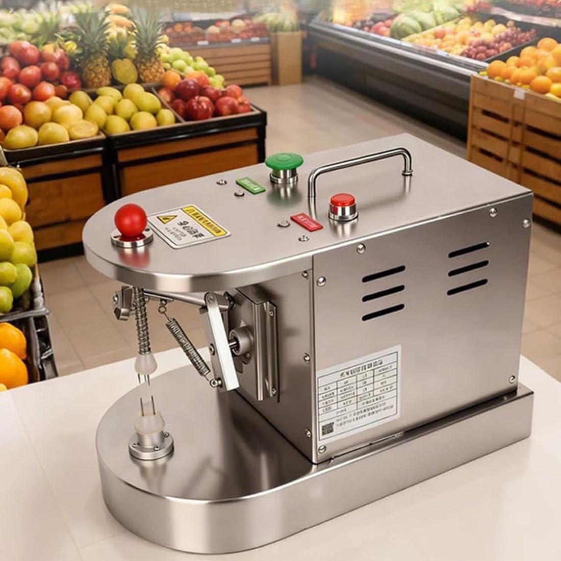 MazmornFly Electric Commercial Fruit Peeler, Stainless Steel Automatic Peeling Machine for Orange, Apple, Kiwi, Lemon, Grapefruit, Adjustable Thickness, Tabletop for Juice Bar, Commercial Kitchen
