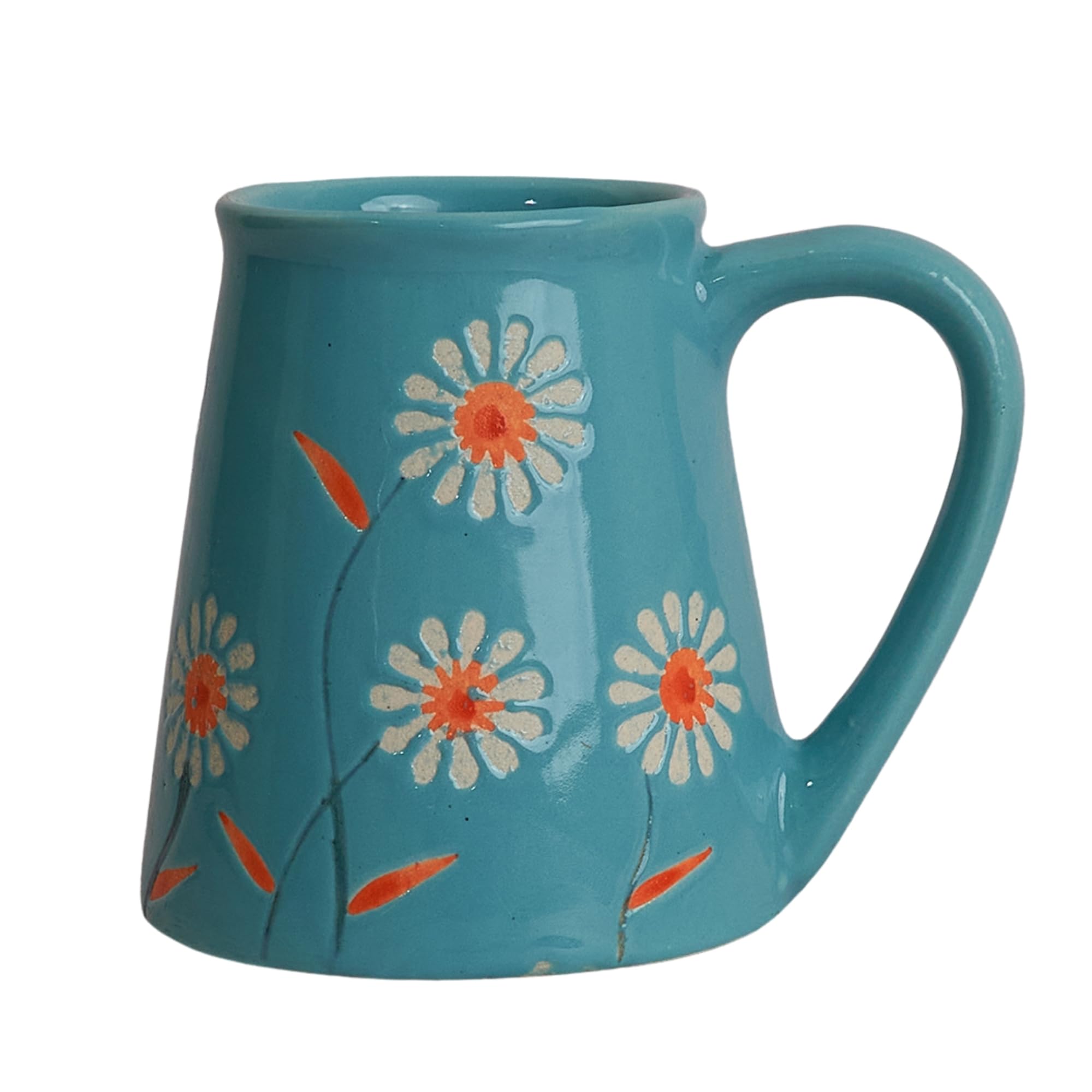 NURTURE INDIA Garden Bloom Mug in Aqua Floral Print Design - 250ml Capacity - Pack of 1