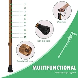 Hold 440 Lbs Walking Cane for Men & Women Aluminum Alloy Lightweight Height Adjustable Walking Stick Heavy Duty Foldbale Free Standing Cane with LED for Seniors Adults Black